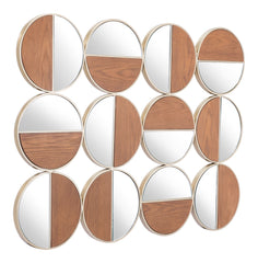 Cycle Round Mirror Gold & Walnut