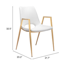 Desi Dining Chair (Set of 2) White & Gold