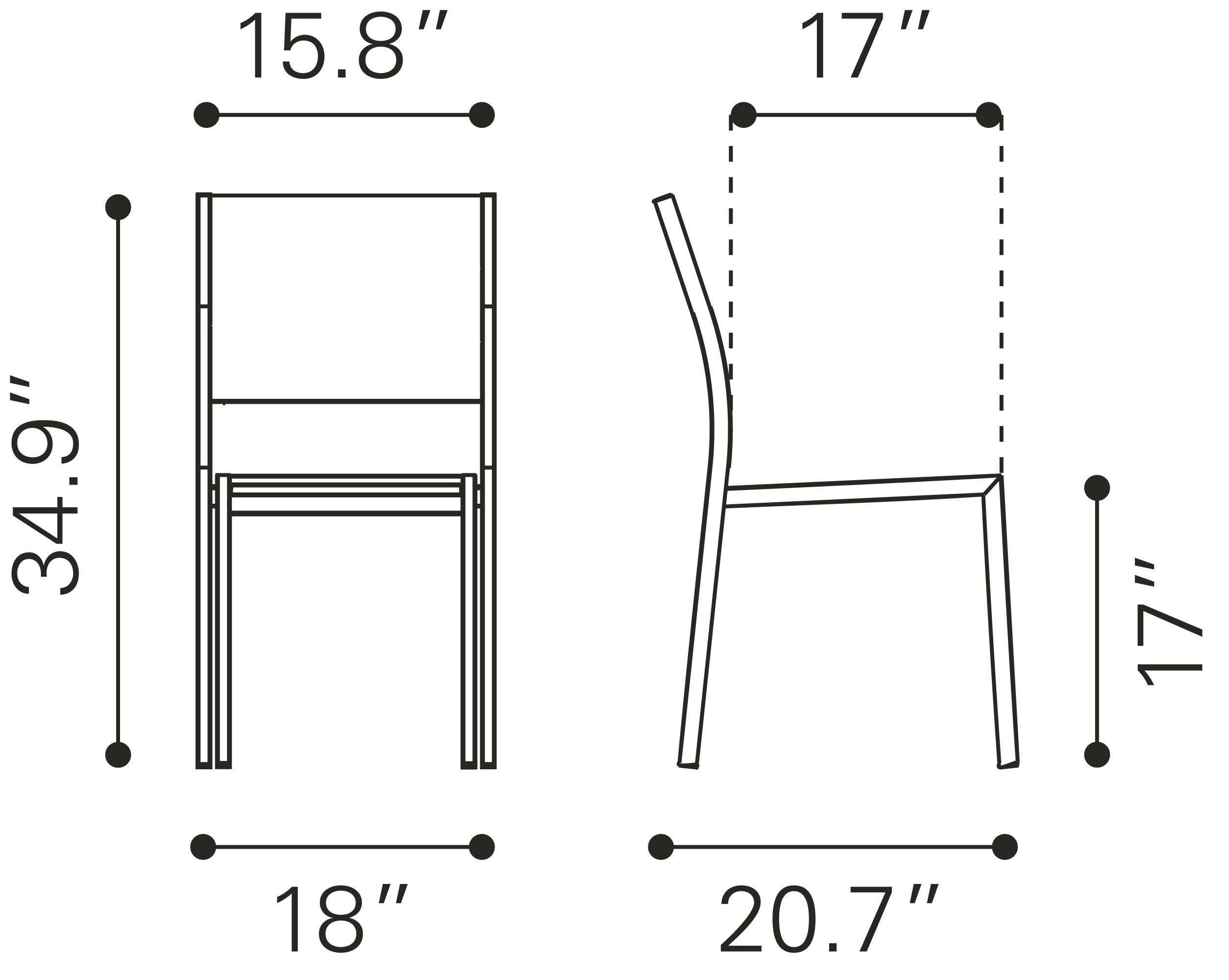 Metropolitan Armless Chair (Set of 2) Gray & Silver