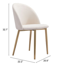 Cozy Dining Chair (Set of 2) Cream & Gold