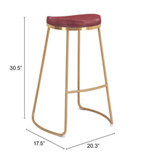 Bree Barstool (Set of 2) Burgundy & Gold