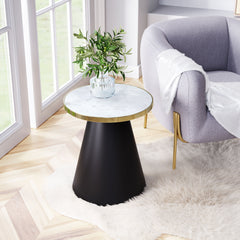 Fusion Side Table White, Gold & Black